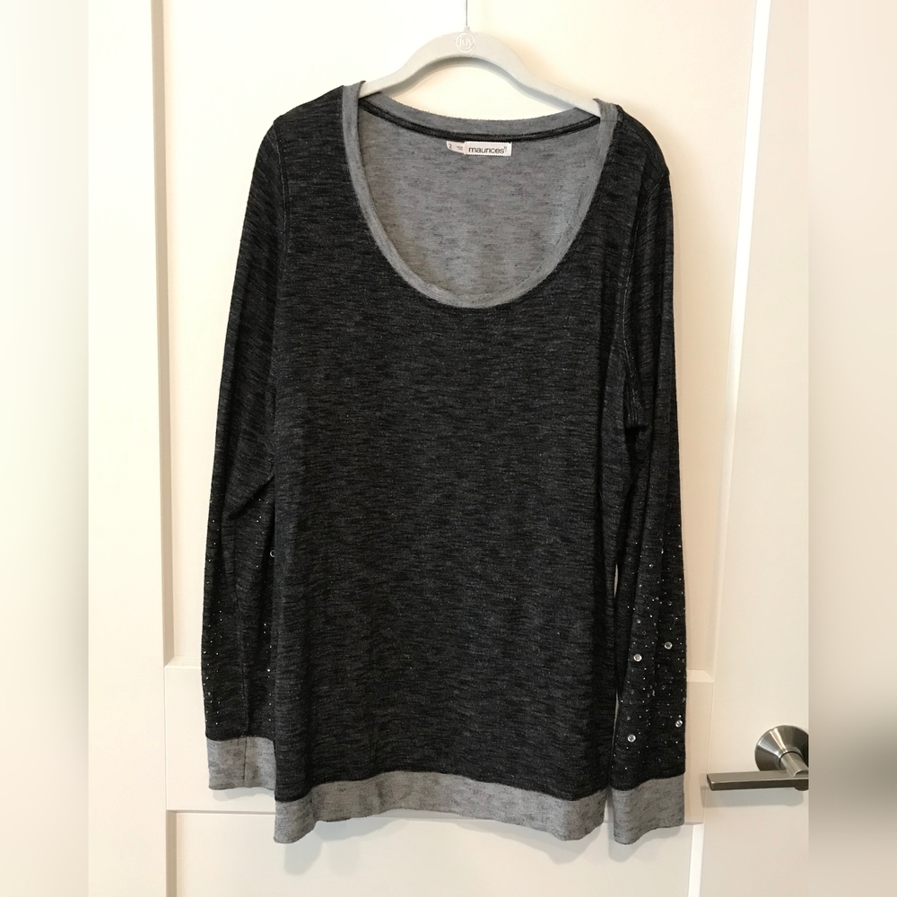 Maurices long sleeve scoop neck w/ jeweled sleeves